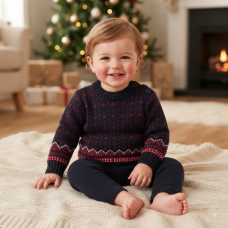 K3597: Baby Christmas Navy Fairisle Jumper (1-2 Years)